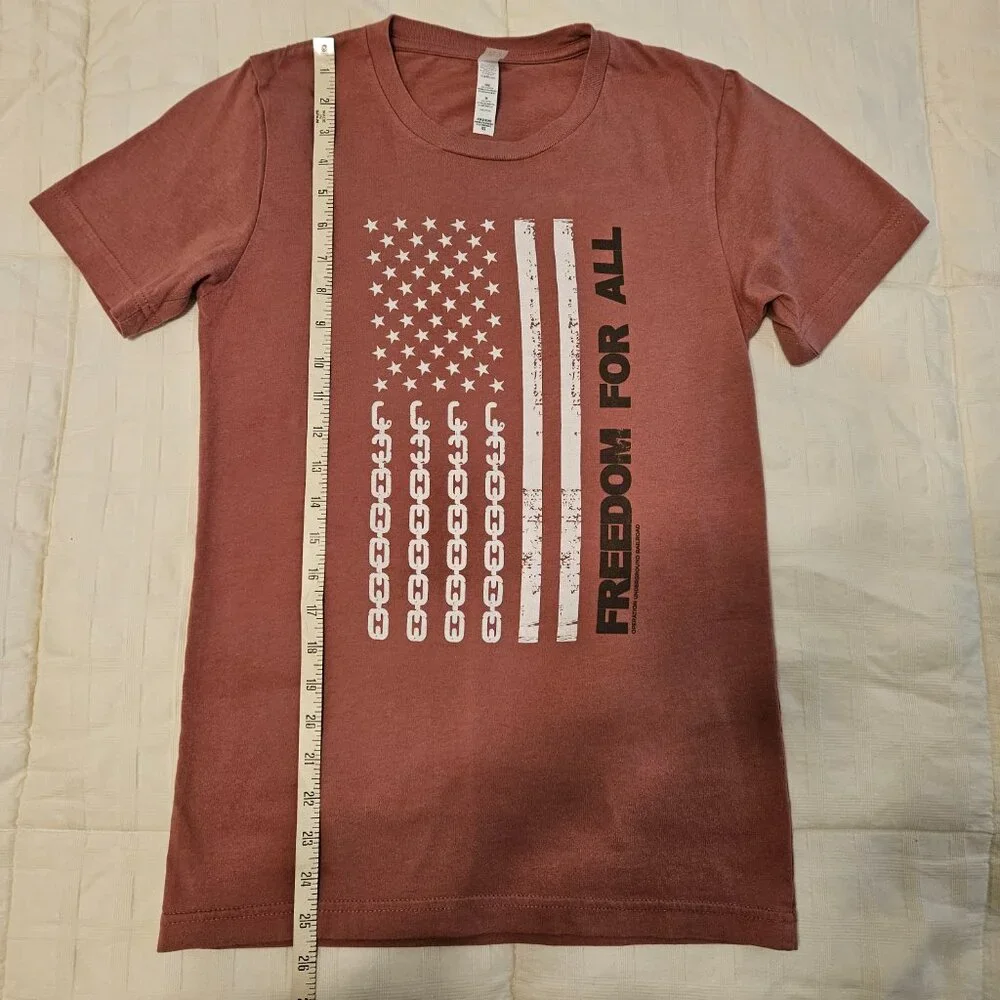 O.U.R. (Operation Underground Railroad) Womens Chain Flag Tee Mauve-XS - Picture 9 of 10